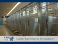 TriStar Vet kennel photo: This grand stainless steel dog kennel has rod doors and swivel bowl feeders